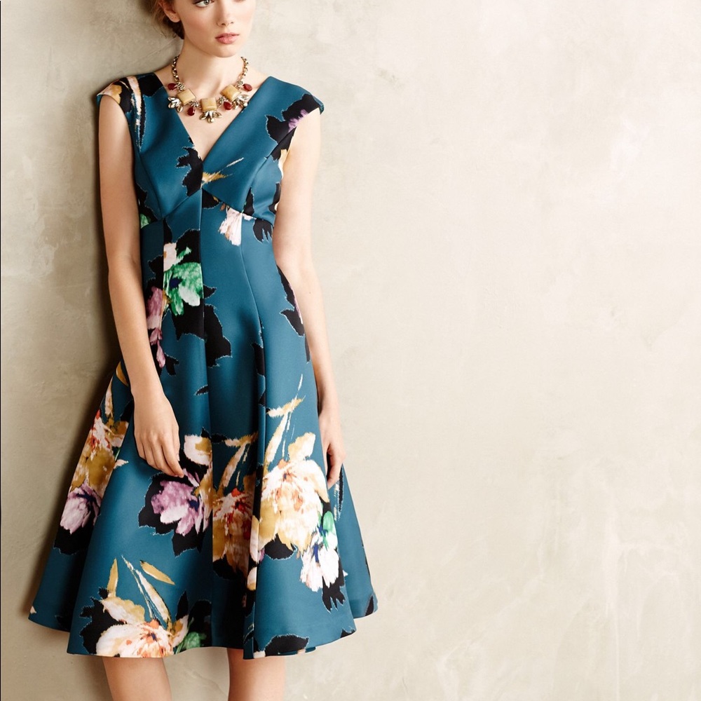 Anthro Moulinette Soeurs floral cocktail dress